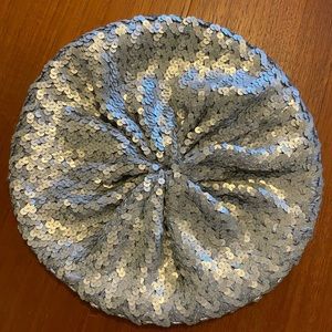 UO Kimchi Blue Matte Silver Beret Hat French